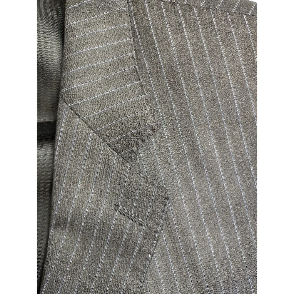 Vtg Loro Piana By Tallia‎ Uomo Pinstripe Mens Blazer 100% Wool 44R Pick Stitch